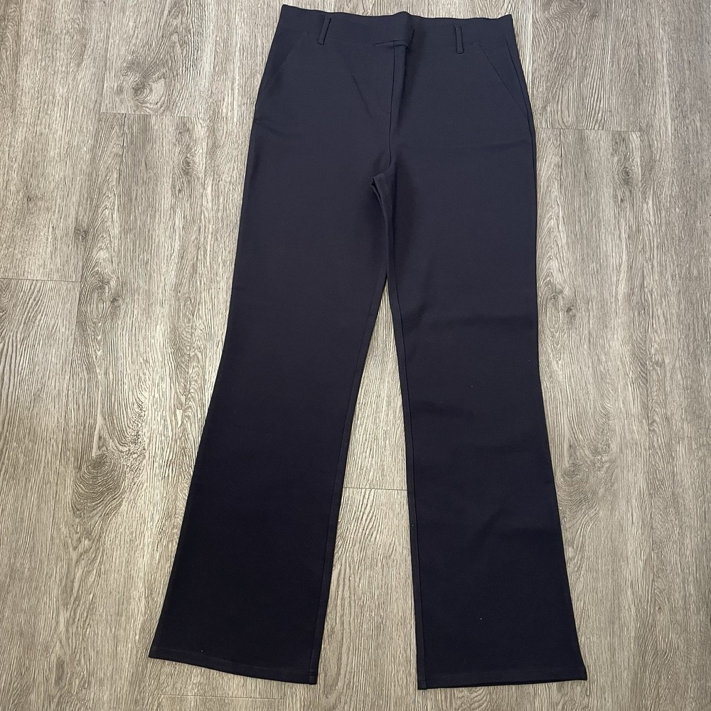 Quince Pants Women's Large Blue Ultra-Stretch Ponte Bootcut Tech Performance